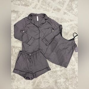 Auden- Target Striped Satin Pajama 3 Piece Set